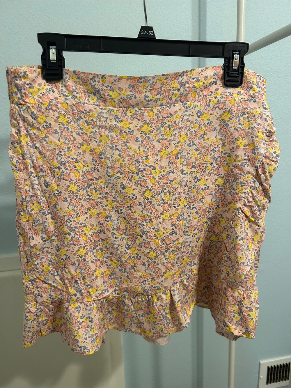 Floral Ruffle Mini Skirt - Pink and Yellow